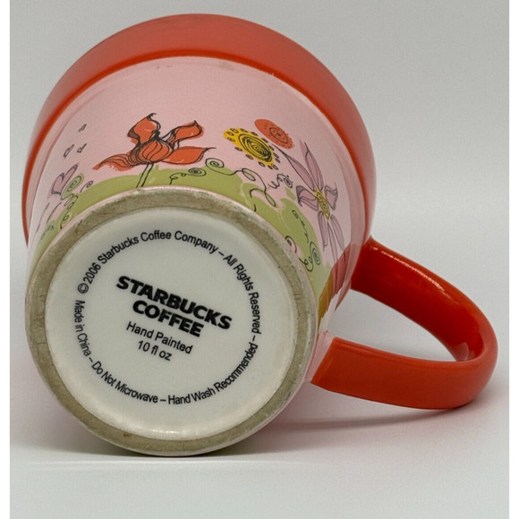 STARBUCKS COFFEE CO 2006 Hand Painted Flowerpot Coffee Cup Mug 10 oz - Picture 3 of 4